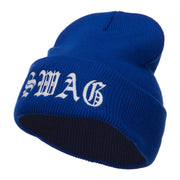 Old English Swag Embroidered Long Beanie