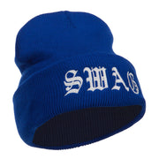 Old English Swag Embroidered Long Beanie