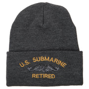 US Submarine Retired Military Embroidered Long Beanie