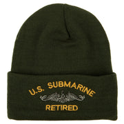 US Submarine Retired Military Embroidered Long Beanie