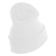 US Submarine Retired Military Embroidered 12 inch Cuffed Knit YP Long Beanie - White OSFM