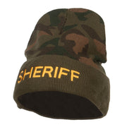 Sheriff Embroidered Camo Long Beanie