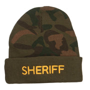 Sheriff Embroidered Camo Long Beanie