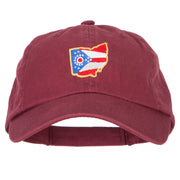 Ohio State Flag Map Embroidered Low Profile Cotton Cap