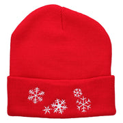 Snowflakes Embroidered Long Beanie