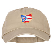 Ohio State Flag Map Embroidered Low Profile Cotton Cap