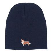 Corgi Dog Embroidered Knitted Short Beanie