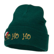 Christmas Ho Ho Ho with Hat Embroidered Long Beanie