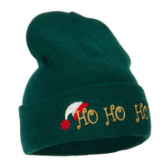 Christmas Ho Ho Ho with Hat Embroidered Long Beanie