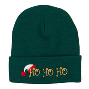 Christmas Ho Ho Ho with Hat Embroidered Long Beanie