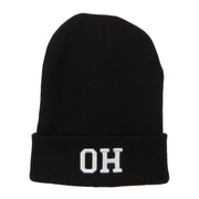 OH Ohio State Embroidered Long Beanie