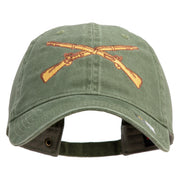 U.S Army Infantry Embroidered Washed Solid Pigment Dyed Cotton Twill Brass Buckle Cap - Olive OSFM