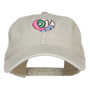 Love Heart Shape Embroidered Washed Cap