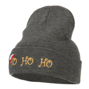 Christmas Ho Ho Ho with Hat Embroidered Long Beanie