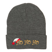 Christmas Ho Ho Ho with Hat Embroidered Long Beanie