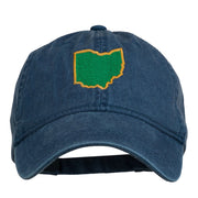 Ohio State Map Embroidered Washed Cotton Cap