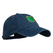 Ohio State Map Embroidered Washed Cotton Cap