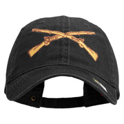 U.S Army Infantry Embroidered Washed Solid Pigment Dyed Cotton Twill Brass Buckle Cap - Black OSFM