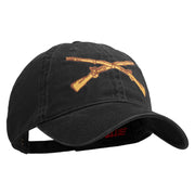 U.S Army Infantry Embroidered Washed Solid Pigment Dyed Cotton Twill Brass Buckle Cap - Black OSFM