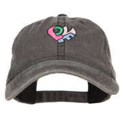 Love Heart Shape Embroidered Washed Cap