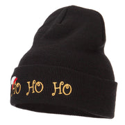 Christmas Ho Ho Ho with Hat Embroidered Long Beanie