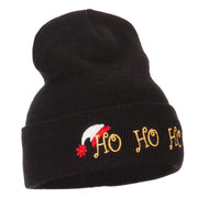 Christmas Ho Ho Ho with Hat Embroidered Long Beanie