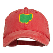 Ohio State Map Embroidered Washed Cotton Cap