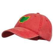 Ohio State Map Embroidered Washed Cotton Cap