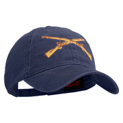 U.S Army Infantry Embroidered Washed Solid Pigment Dyed Cotton Twill Brass Buckle Cap - Navy OSFM