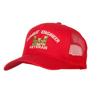 Combat Engineer Veteran Embroidered Solid Cotton Mesh Pro Cap