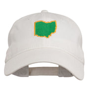 Ohio State Map Embroidered Washed Cotton Cap