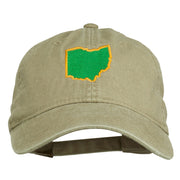 Ohio State Map Embroidered Washed Cotton Cap