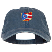 Ohio Map State Flag Embroidered Washed Cap