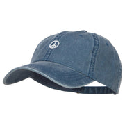 Mini Peace Symbol Embroidered Washed Cap