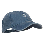 Mini Peace Symbol Embroidered Washed Cap