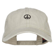 Mini Peace Symbol Embroidered Washed Cap