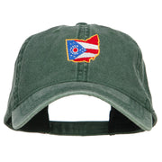 Ohio Map State Flag Embroidered Washed Cap