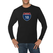 Interstate Freeway 10 Graphic Long Sleeve Crewneck Tee