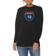 Interstate Freeway 10 Graphic Long Sleeve Crewneck Tee