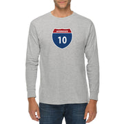 Interstate Freeway 10 Graphic Long Sleeve Crewneck Tee