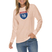 Interstate Freeway 10 Graphic Long Sleeve Crewneck Tee