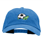 Soccer Tortoise Embroidered Unstructured Cotton Cap