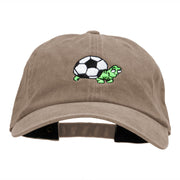 Soccer Tortoise Embroidered Unstructured Cotton Cap