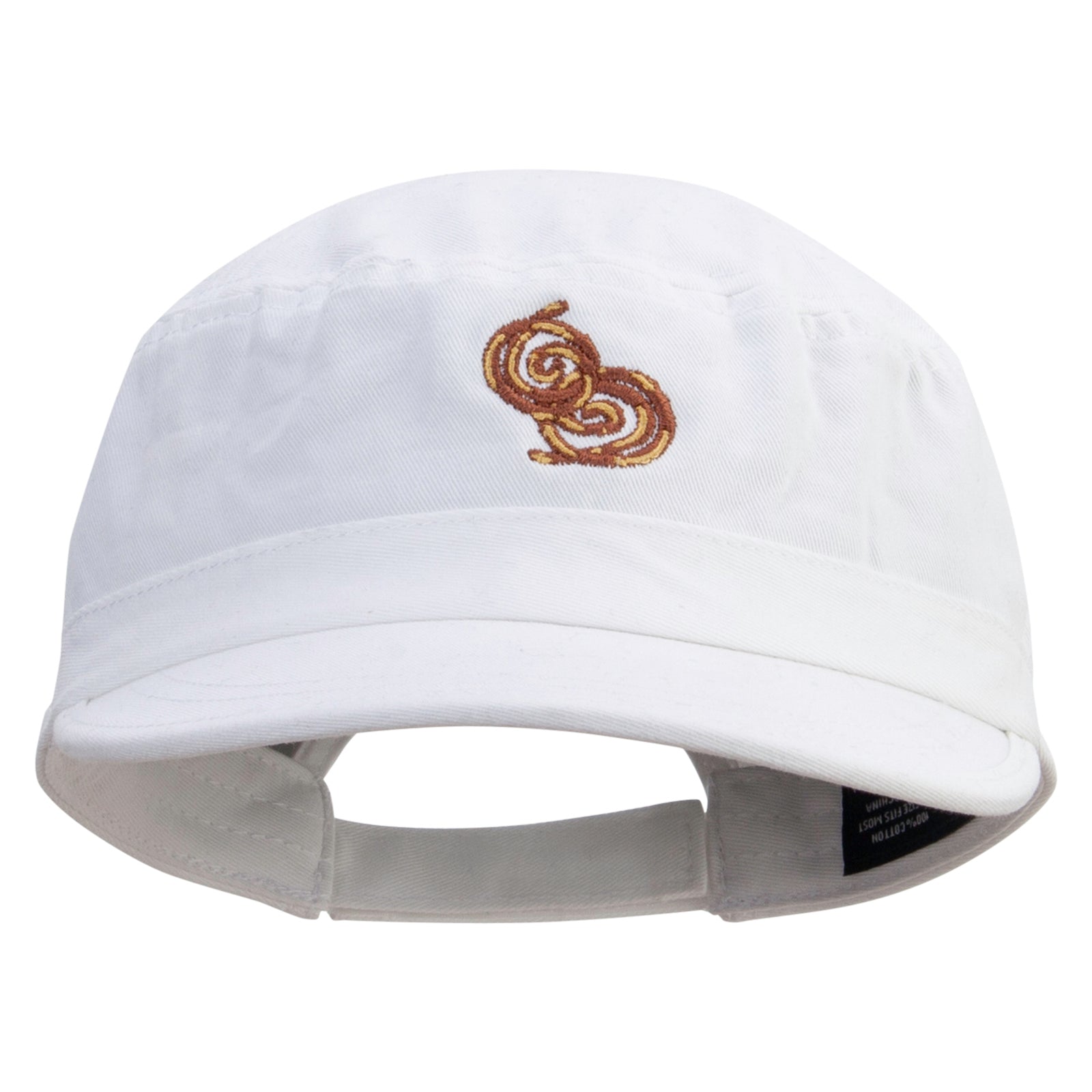Enzyme Washed Cotton Twill Army Cap - Faded Look, Adjustable Hook & Loop Strap, White