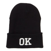 OK Oklahoma State Embroidered Long Beanie