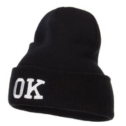 OK Oklahoma State Embroidered Long Beanie