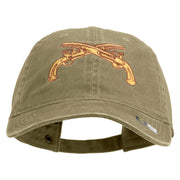 U.S. Army Military Police Insignia Embroidered Washed Solid Pigment Dyed Cotton Twill Brass Buckle Cap - Khaki OSFM