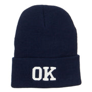 OK Oklahoma State Embroidered Long Beanie