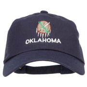 Oklahoma State Flag Embroidered Unstructured Washed Cap