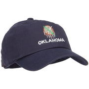 Oklahoma State Flag Embroidered Unstructured Washed Cap